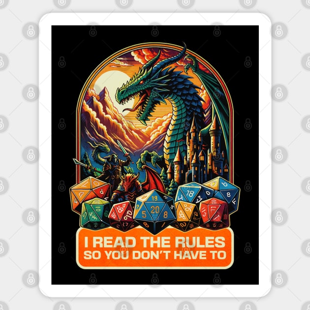 I read the Rules so you Don't have to Gamer Board game distressed Magnet by Joaddo